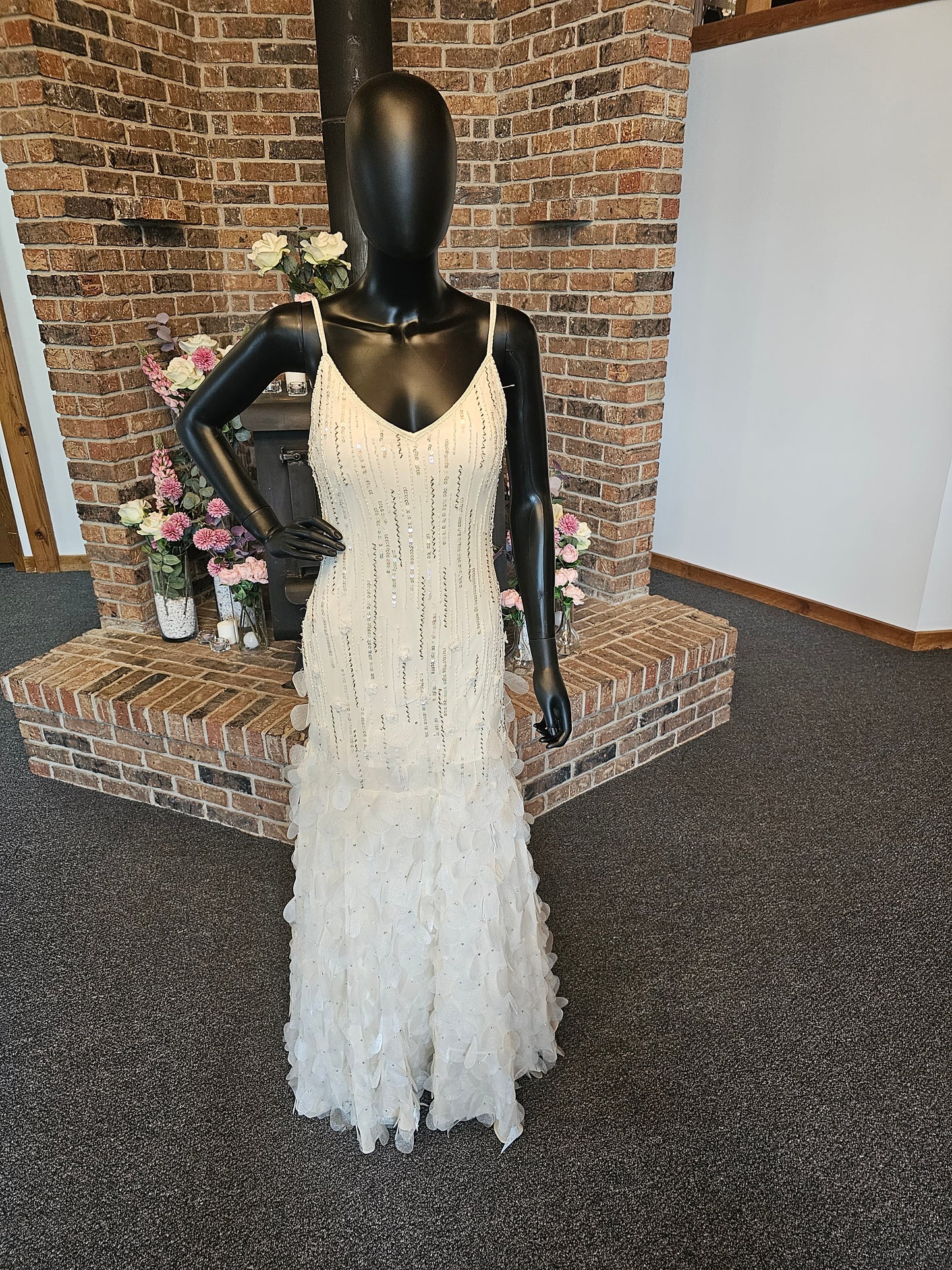 White Silk Feathered W/Shawl - Sue Wong Nocturne - Wedding Gown