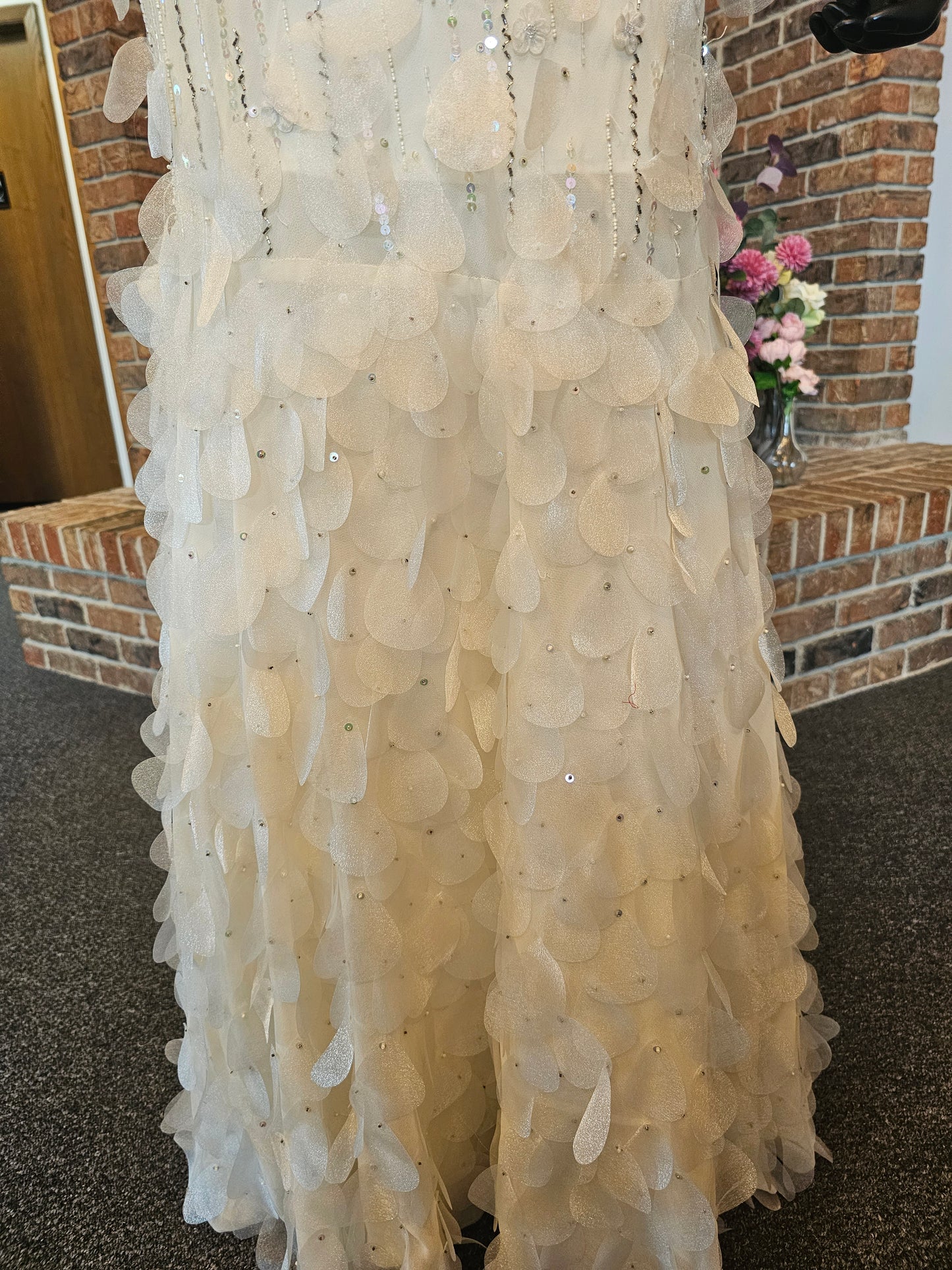 White Silk Feathered W/Shawl - Sue Wong Nocturne - Wedding Gown