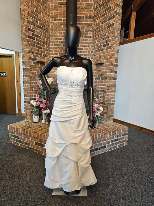 White Taffeta Tuck Wedding Gown