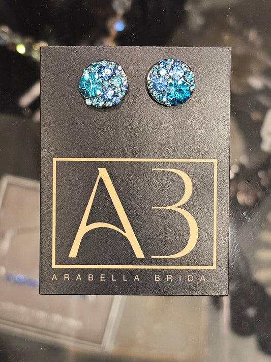 Teal Crystal Round Earring Stud