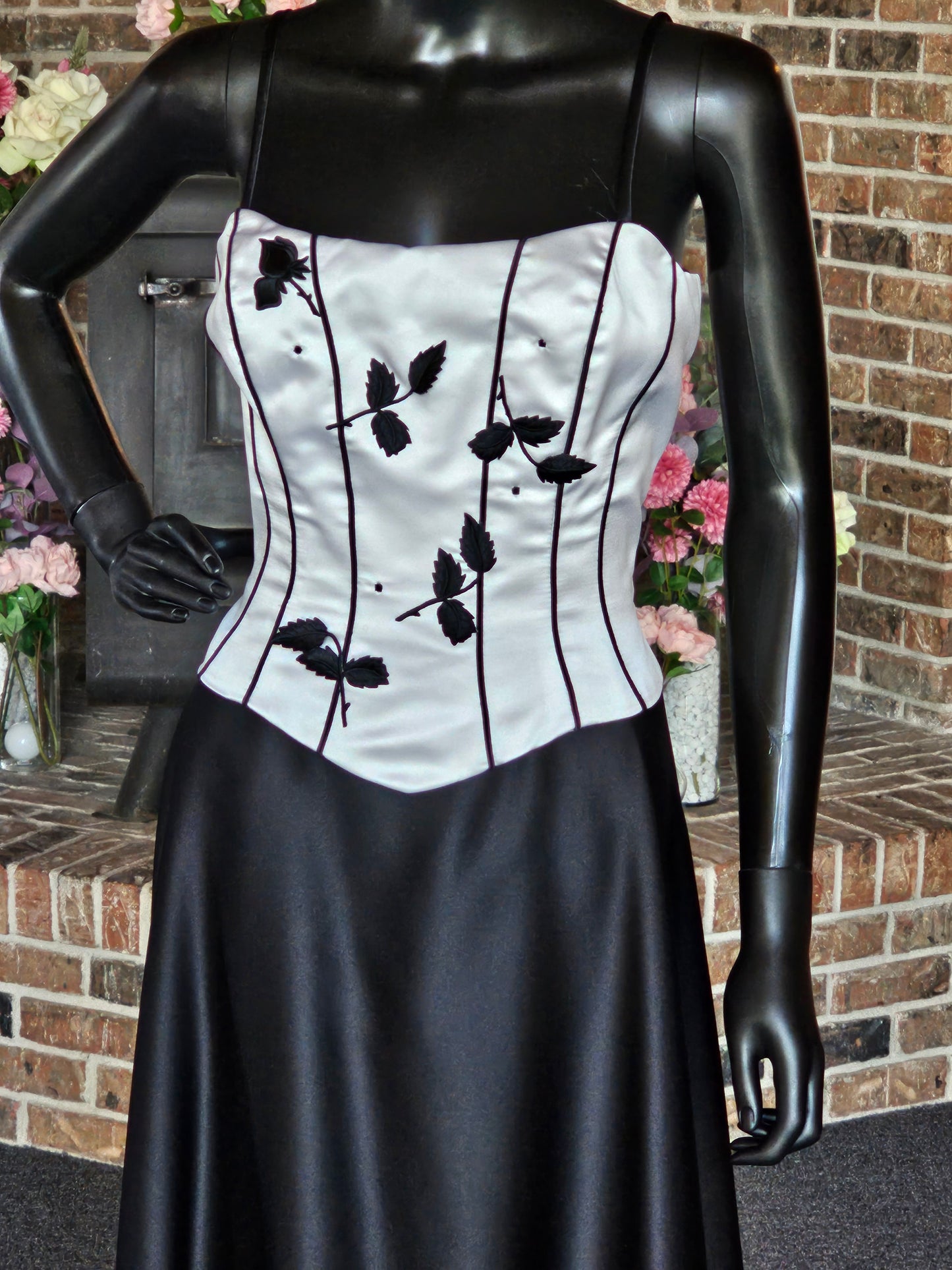 Black/White Bridesmaid Formal Gown