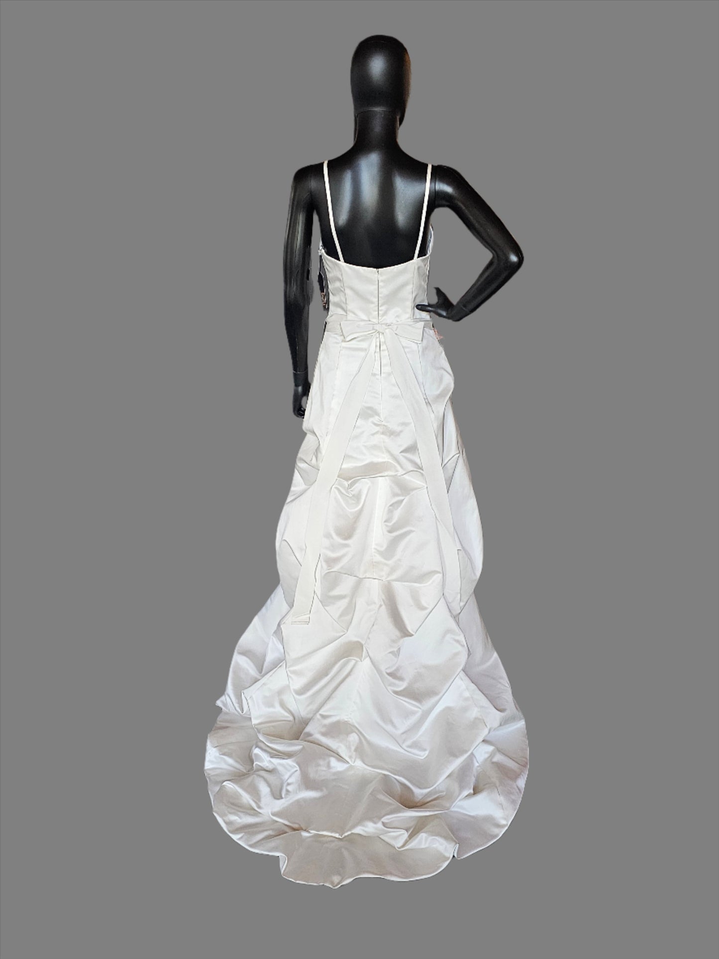 Ivory Satin Tuck Wedding Gown