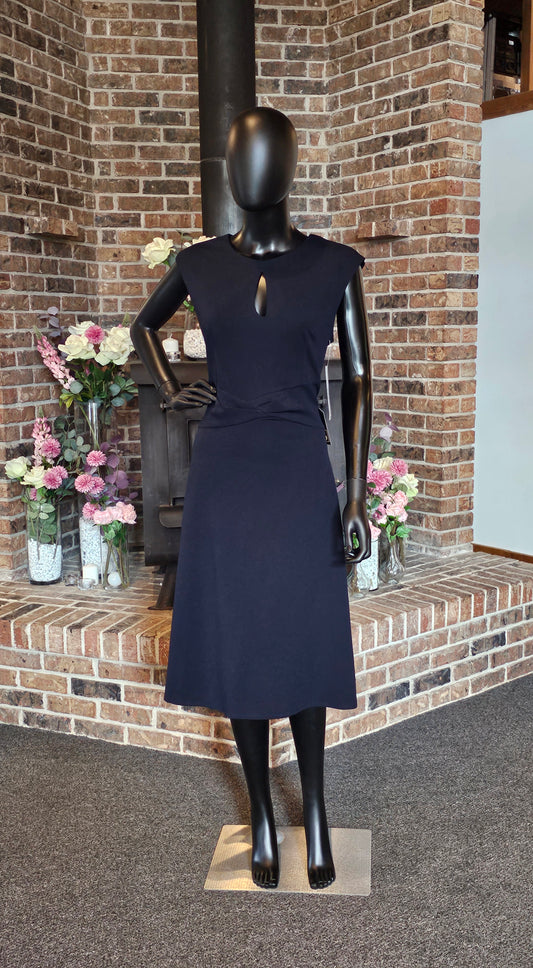 Navy Keyhole Sheath Dress