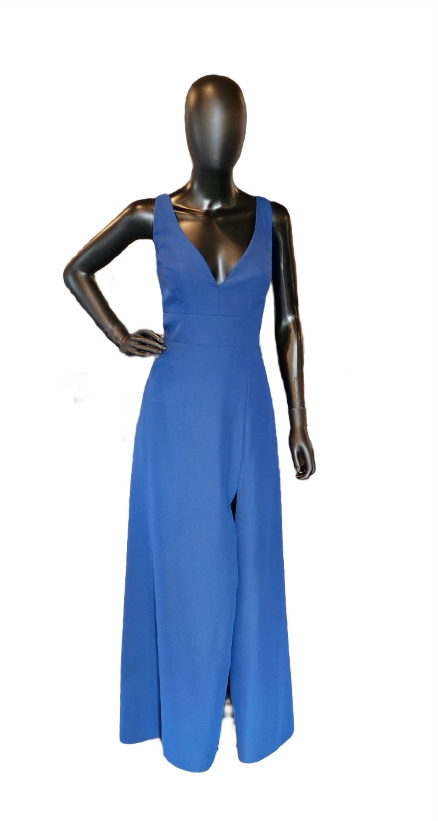 After Size Altantic Blue Crepe Formal Dress