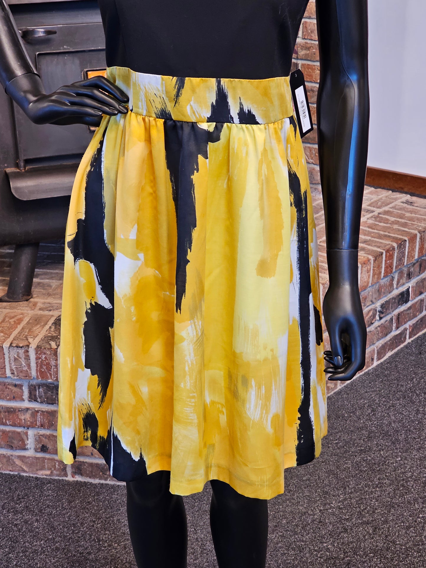 Black/Yellow Floral Print Chiffon Casual Dress