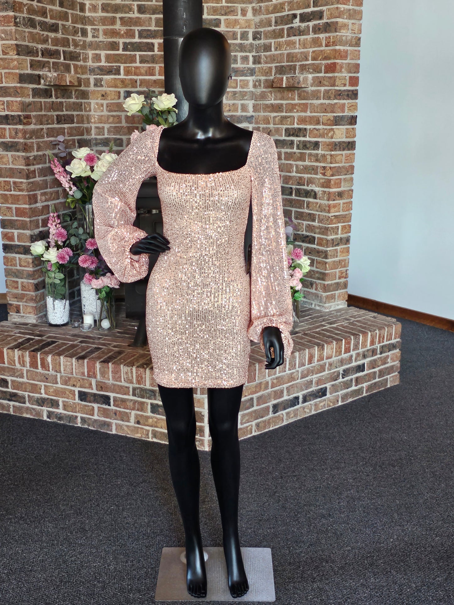 Bronze Sequin Cocktail Dress