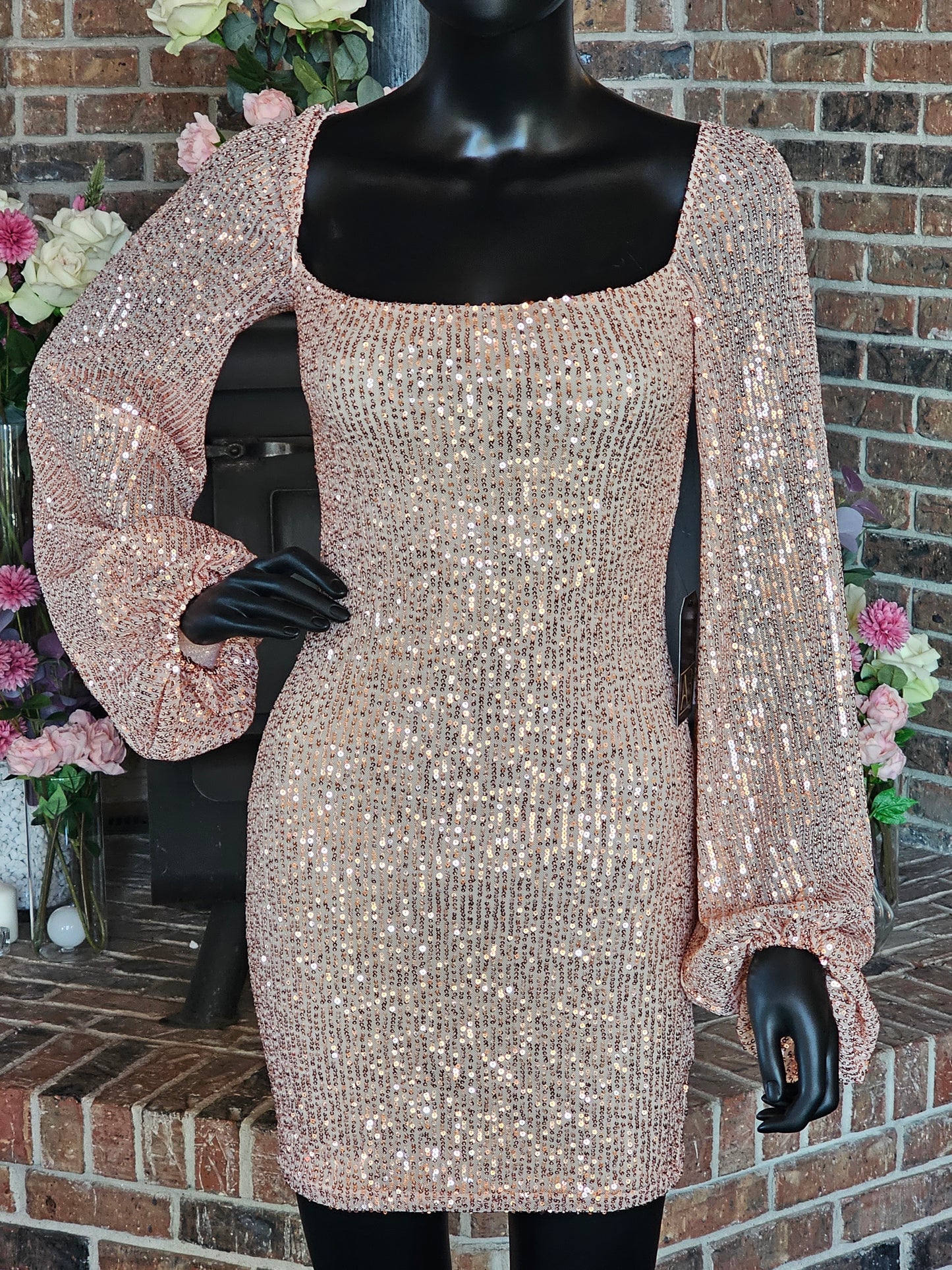 Bronze Sequin Cocktail Dress