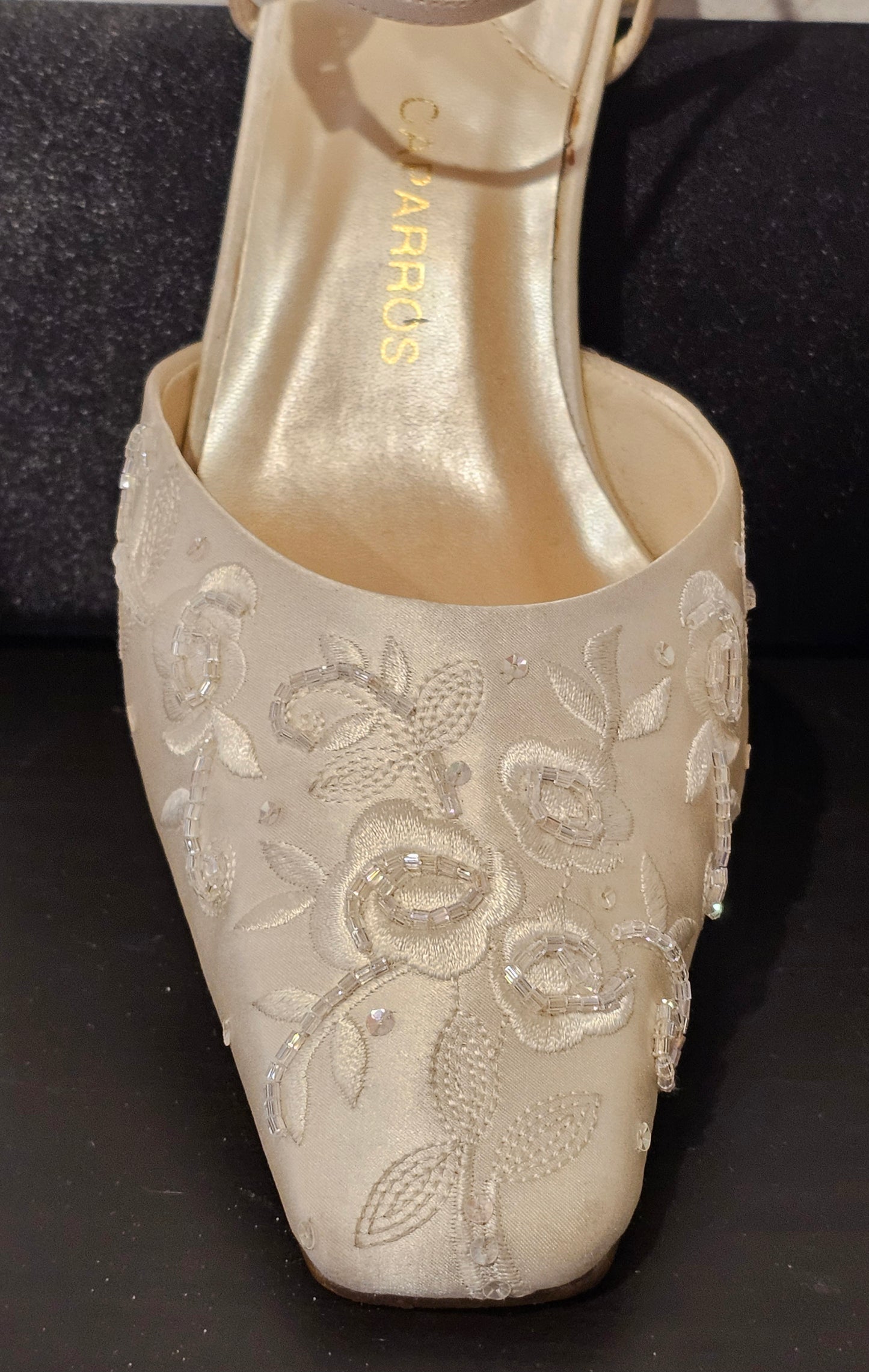 Ivory Square Tip Embroidered Shoe