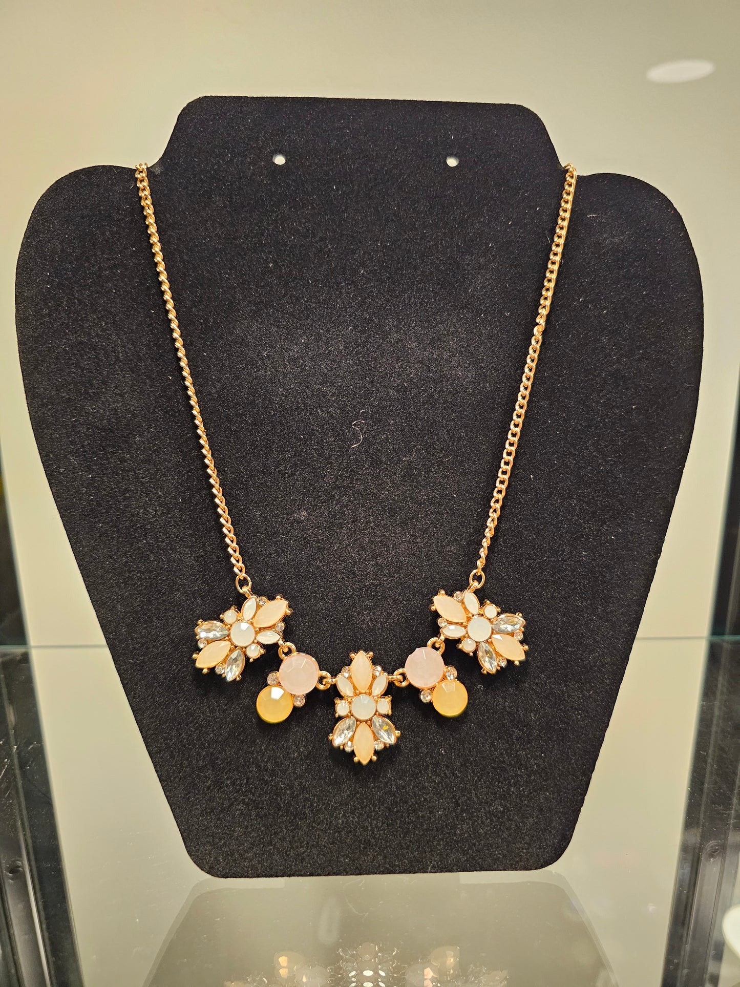 Gold/Peach Crystal Collar Necklace