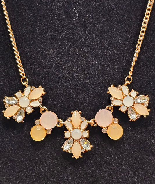 Gold/Peach Crystal Collar Necklace