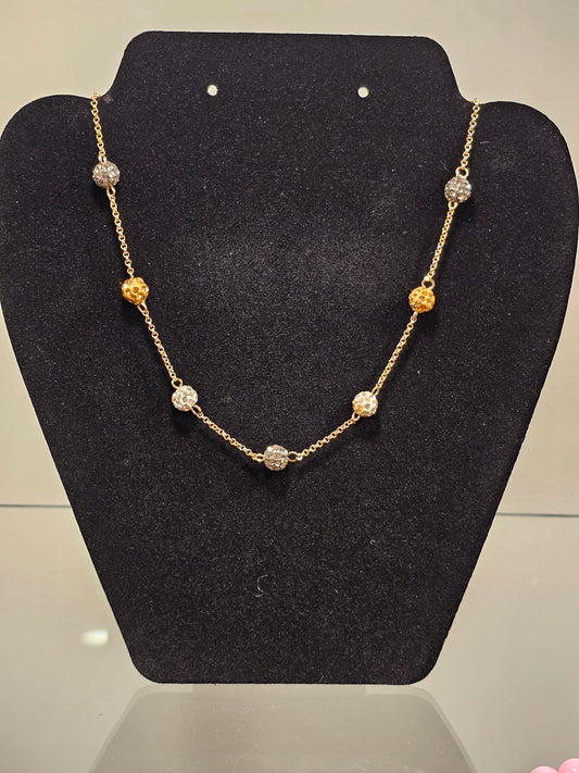 Liz Claiborne Crystal and Gold Necklace