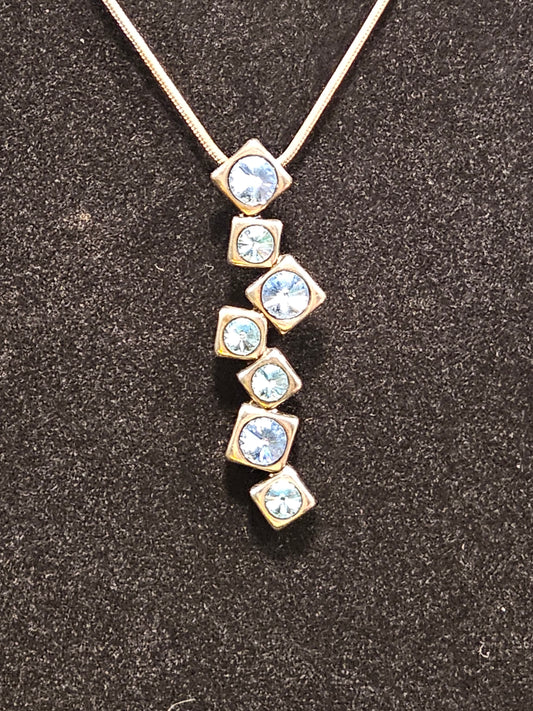 Sky Blue Crystal Pendant Necklace