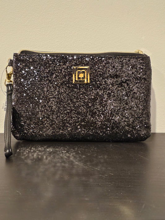 Liz Claiborne Black Glitter Clutch