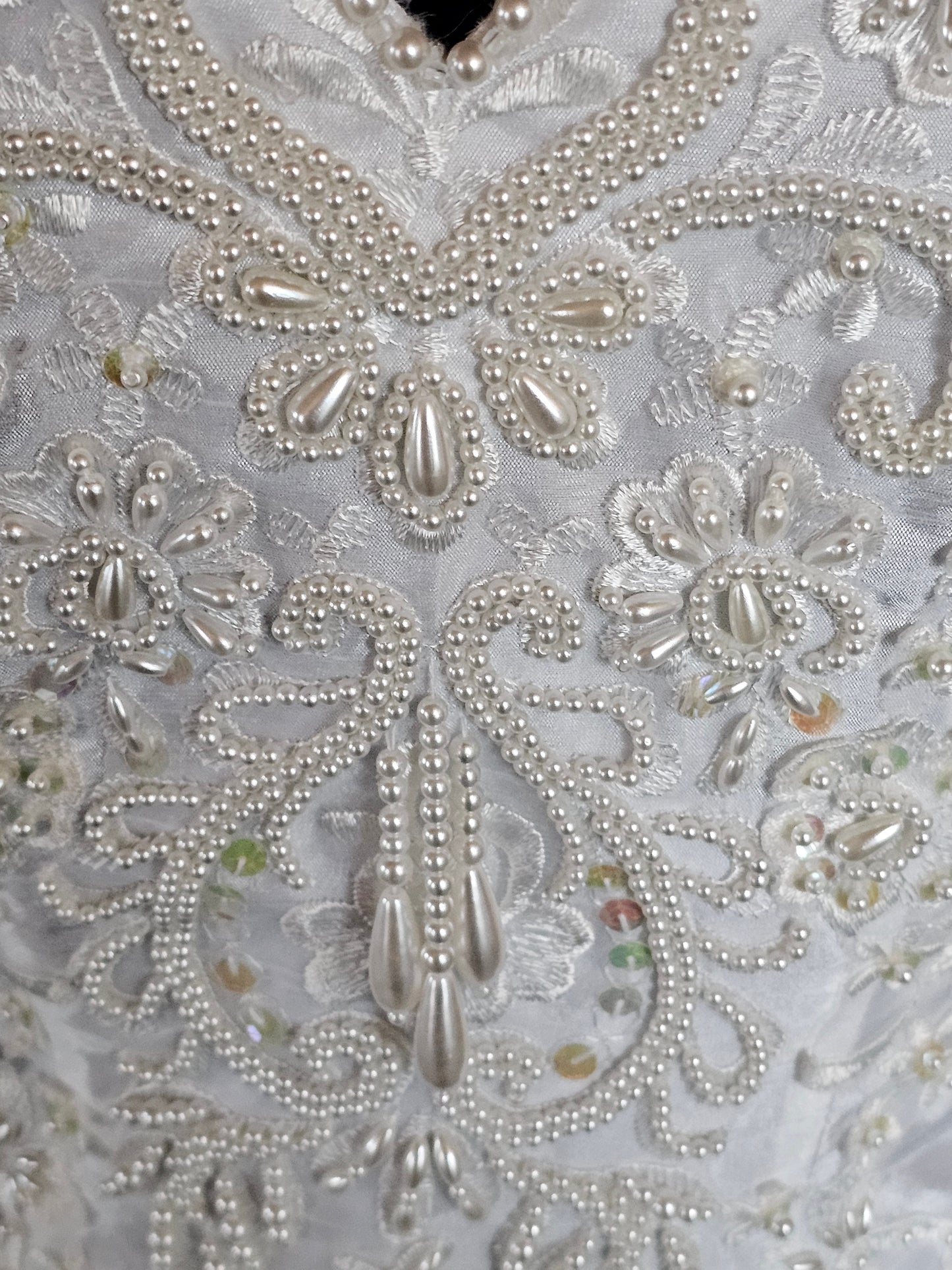 Vintage 90's Beaded V-Neck Wedding Gown