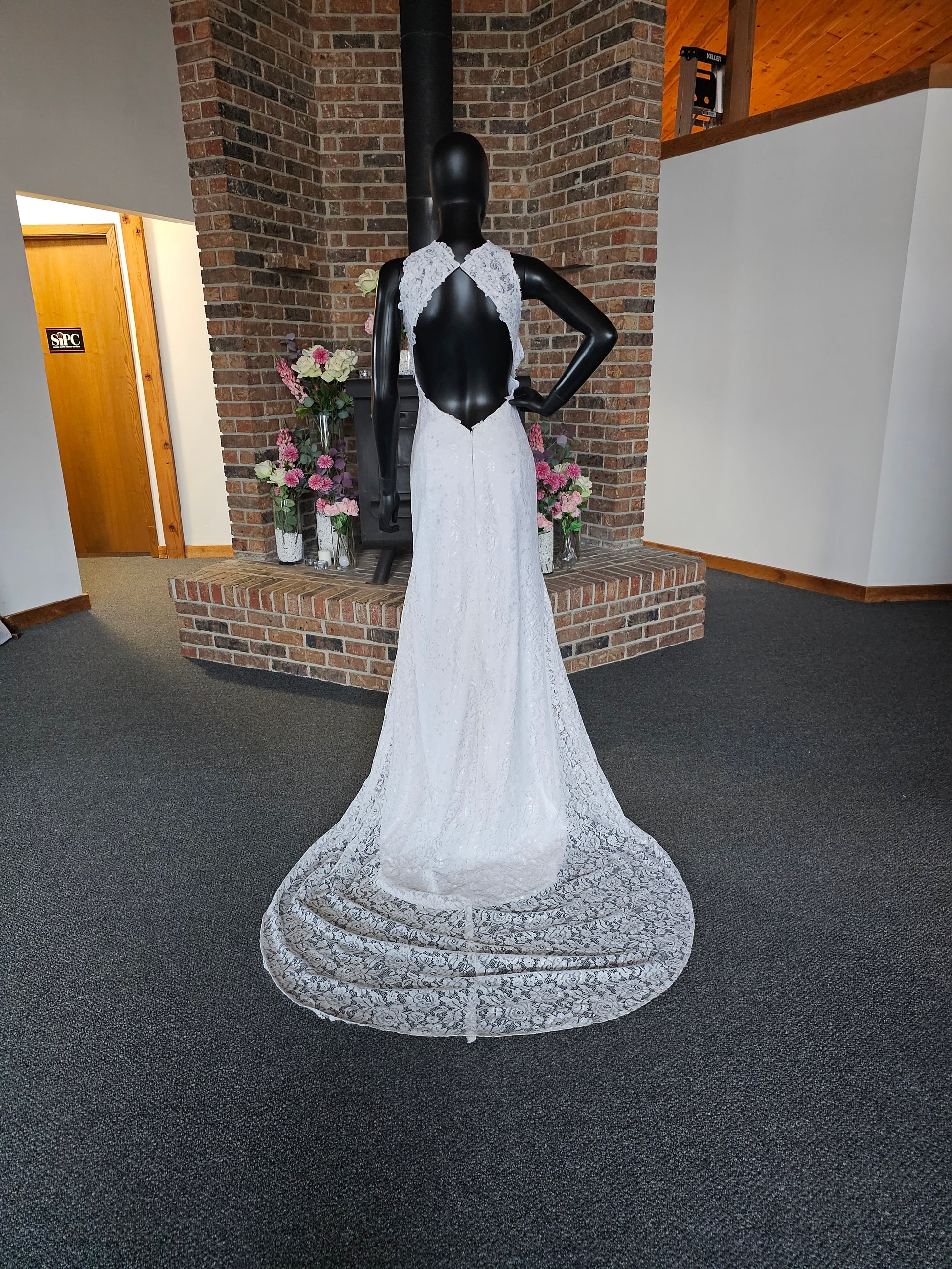 High-Neck Lace Illusion Open Back Wedding Gown High-Neck Lace Illusion Open Back Wedding Gown