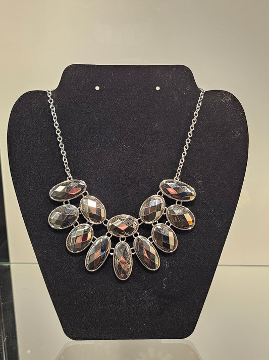 Graphite Gem Bib Necklace