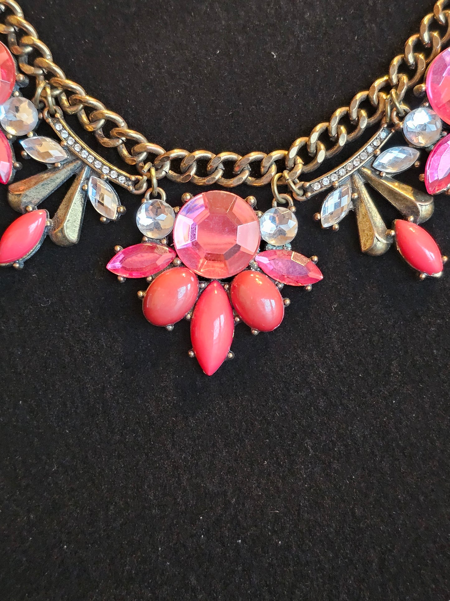 Pink Crystal Flower Copper Necklace