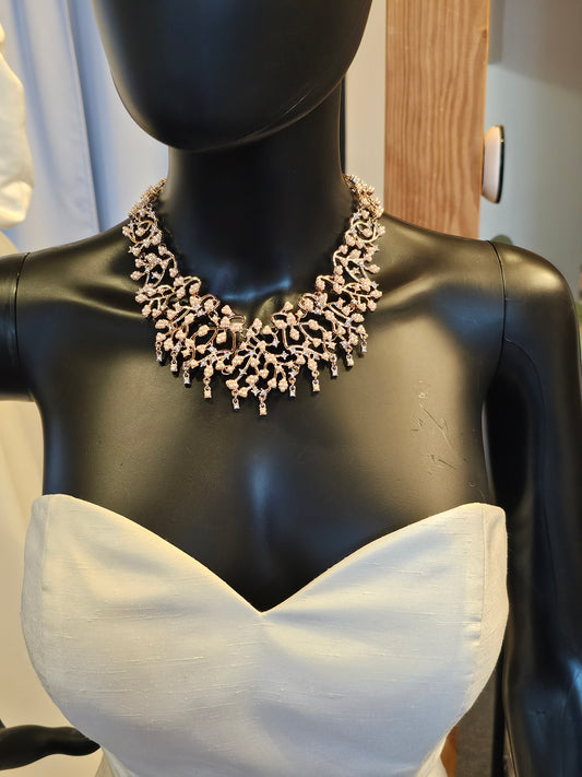 Rose Gold Pearl Vine Collar Necklace