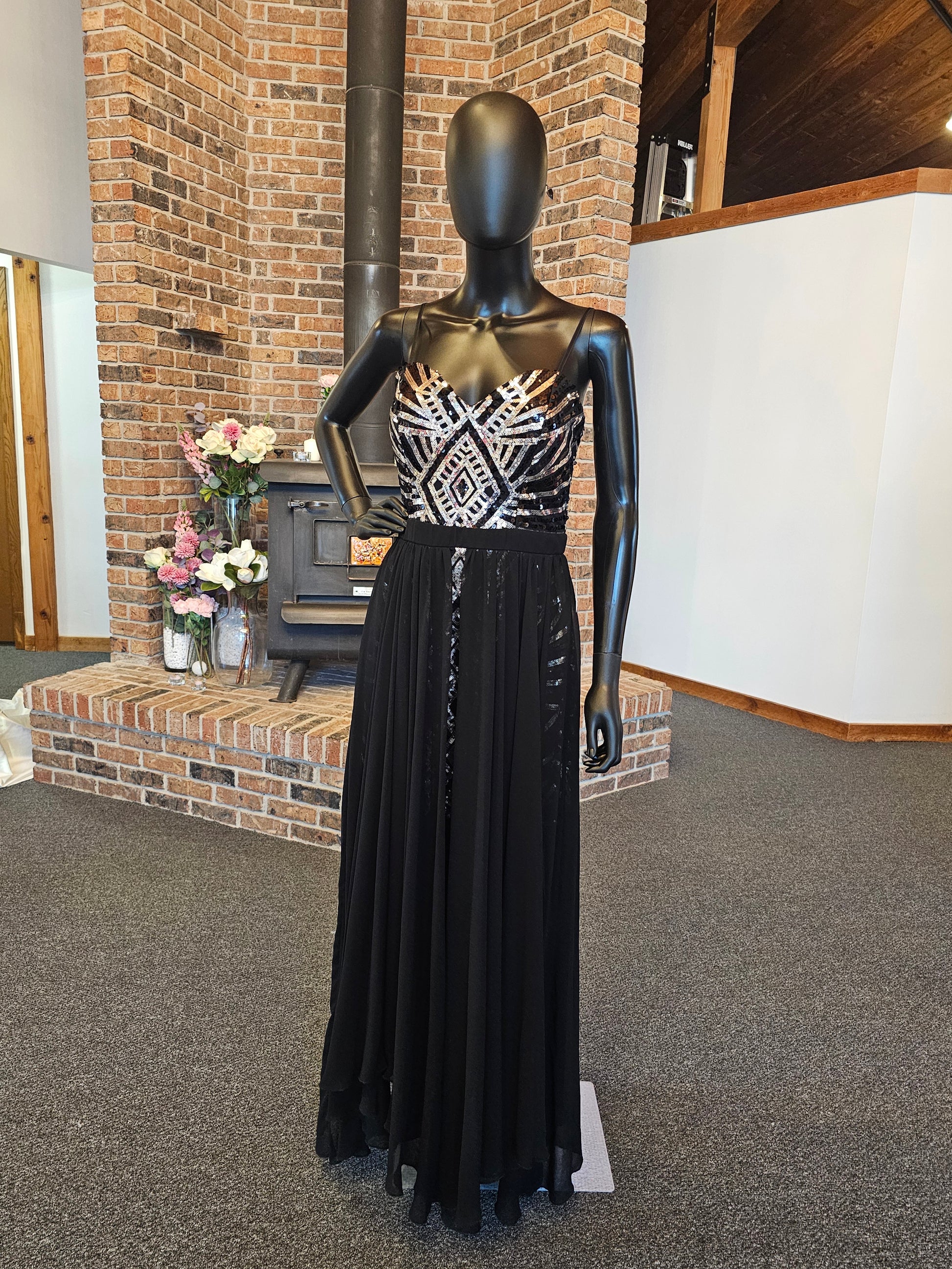 black and silver high low dress One-Sleeve High-Low Prom Dress: Mac Duggal 49141 Black / 0