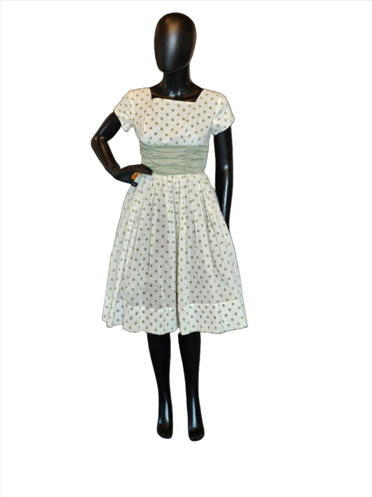 Vintage Green Polkadot Party Dress