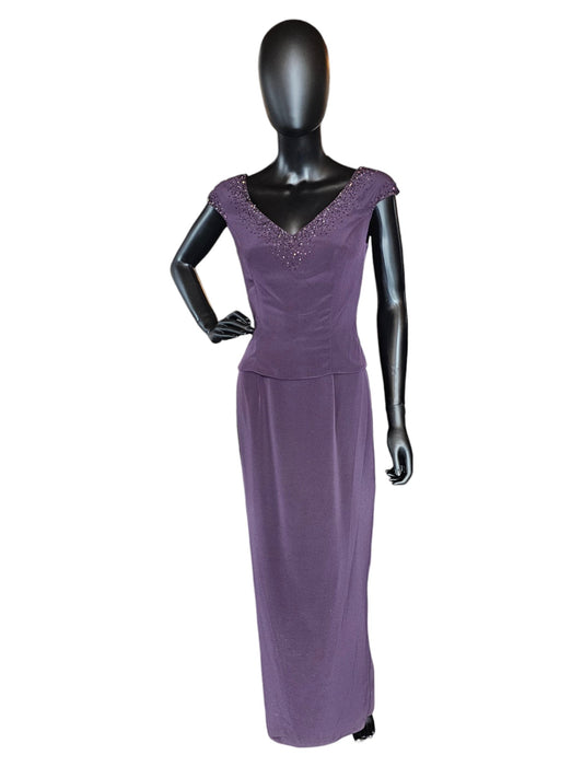 Montage Eggplant Beaded Accent Formal Dress W/Jacket