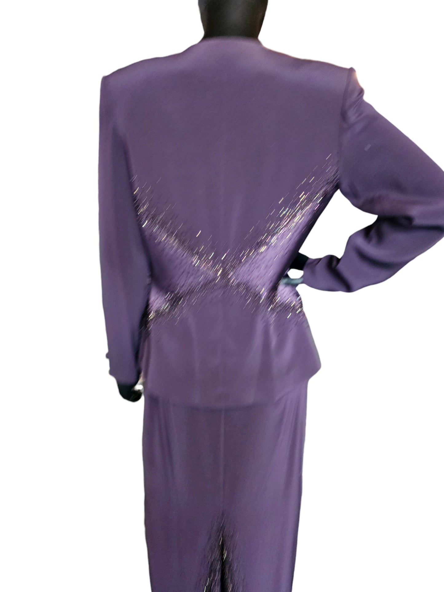 Montage Eggplant Beaded Accent Formal Dress W/Jacket