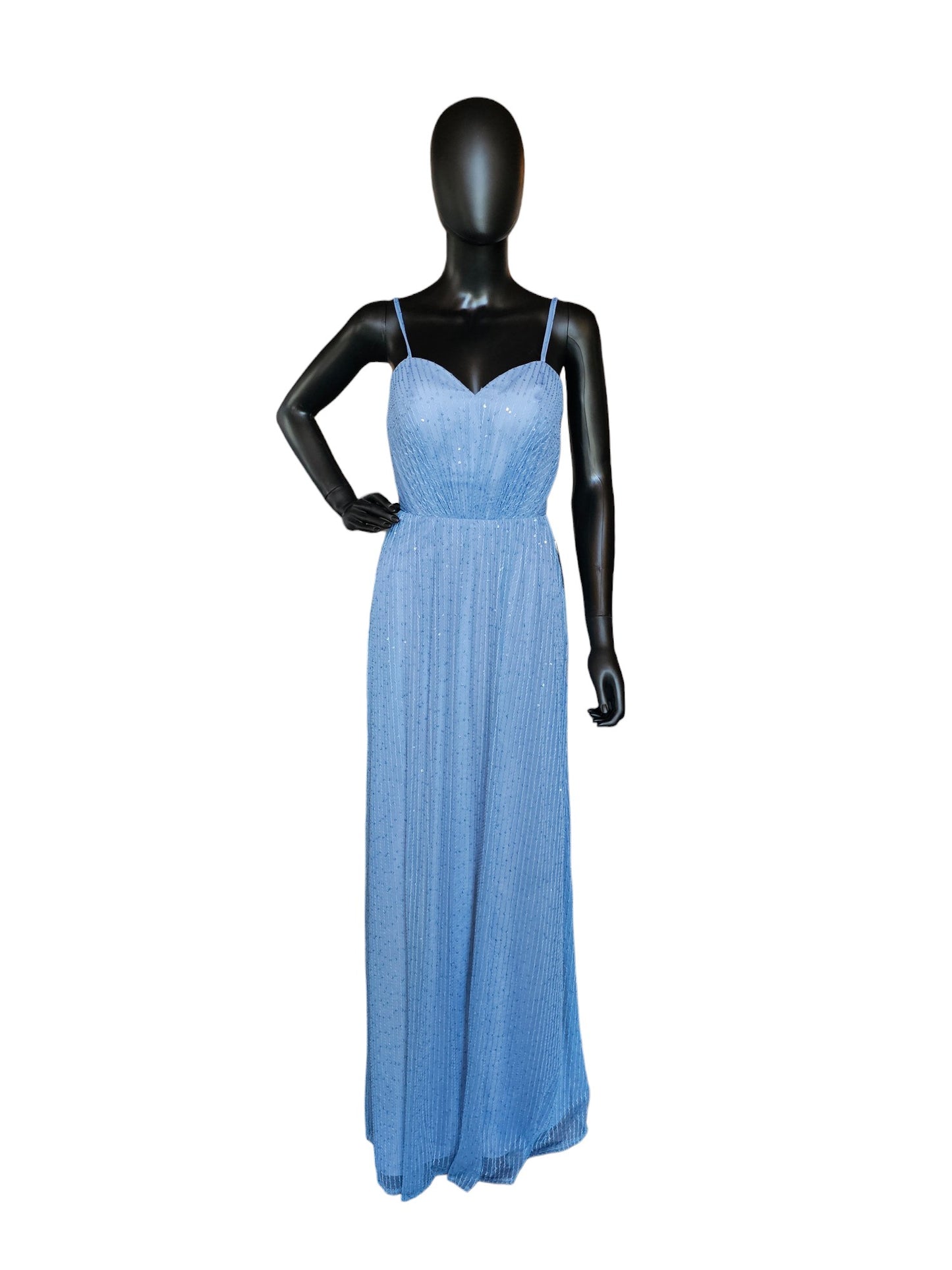 Bari Jay Blue Sequin Formal Gown