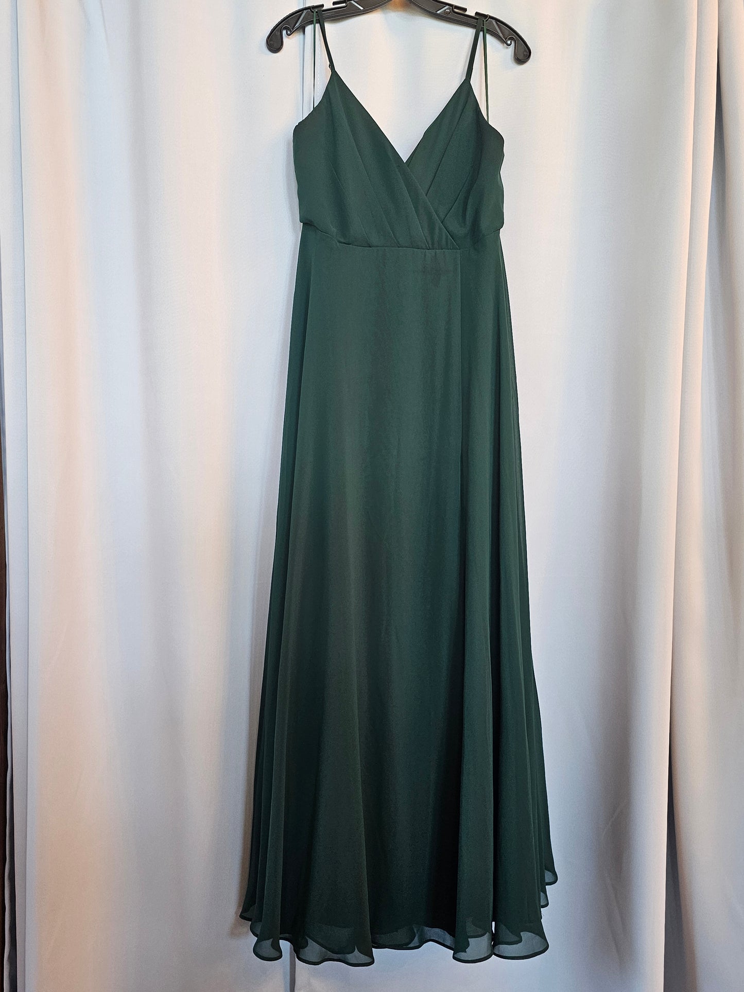 Forest Green V-Neck Bridesmaid Maxi Formal Dress