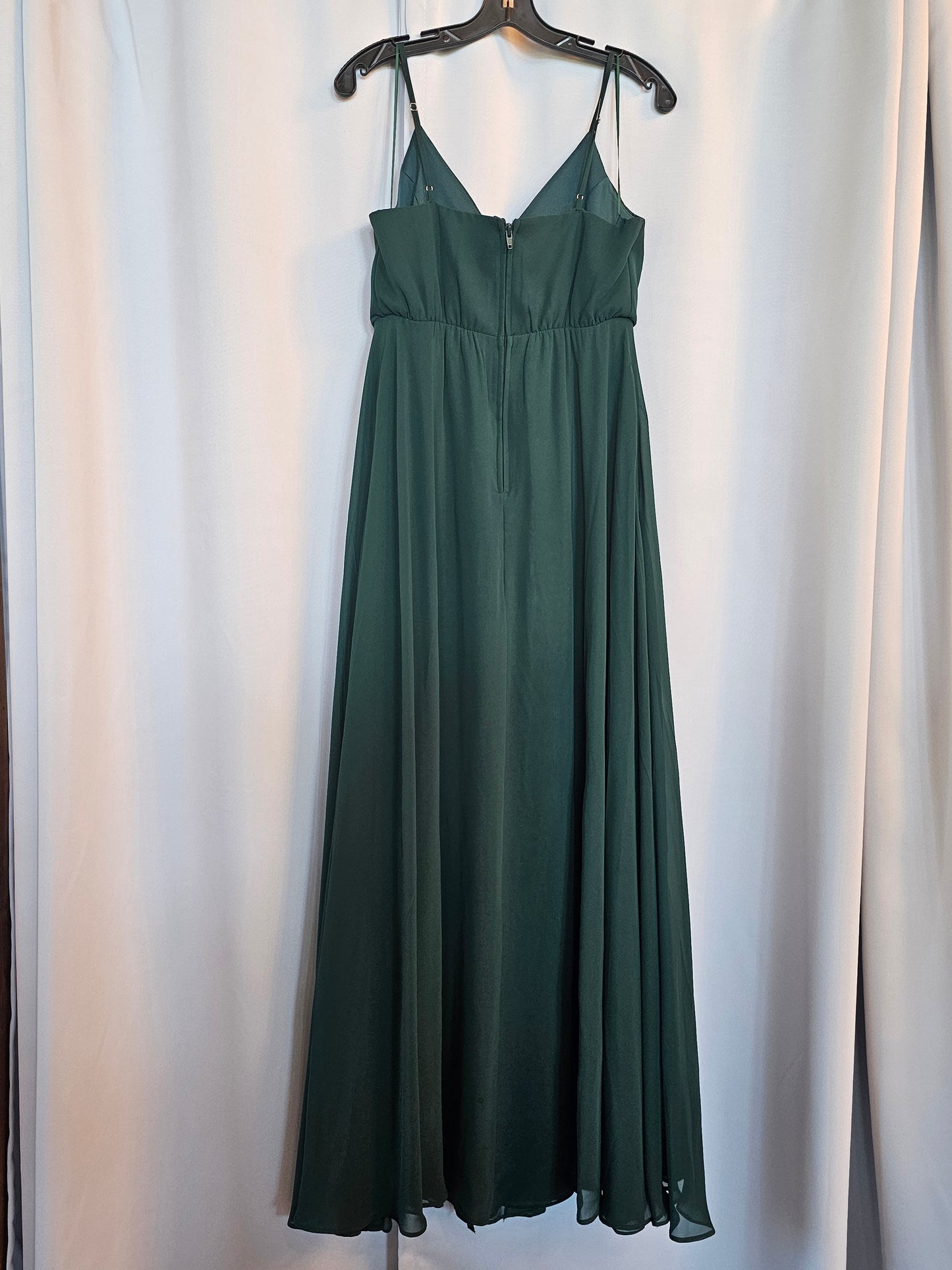 Forest Green V-Neck Bridesmaid Maxi Formal Dress