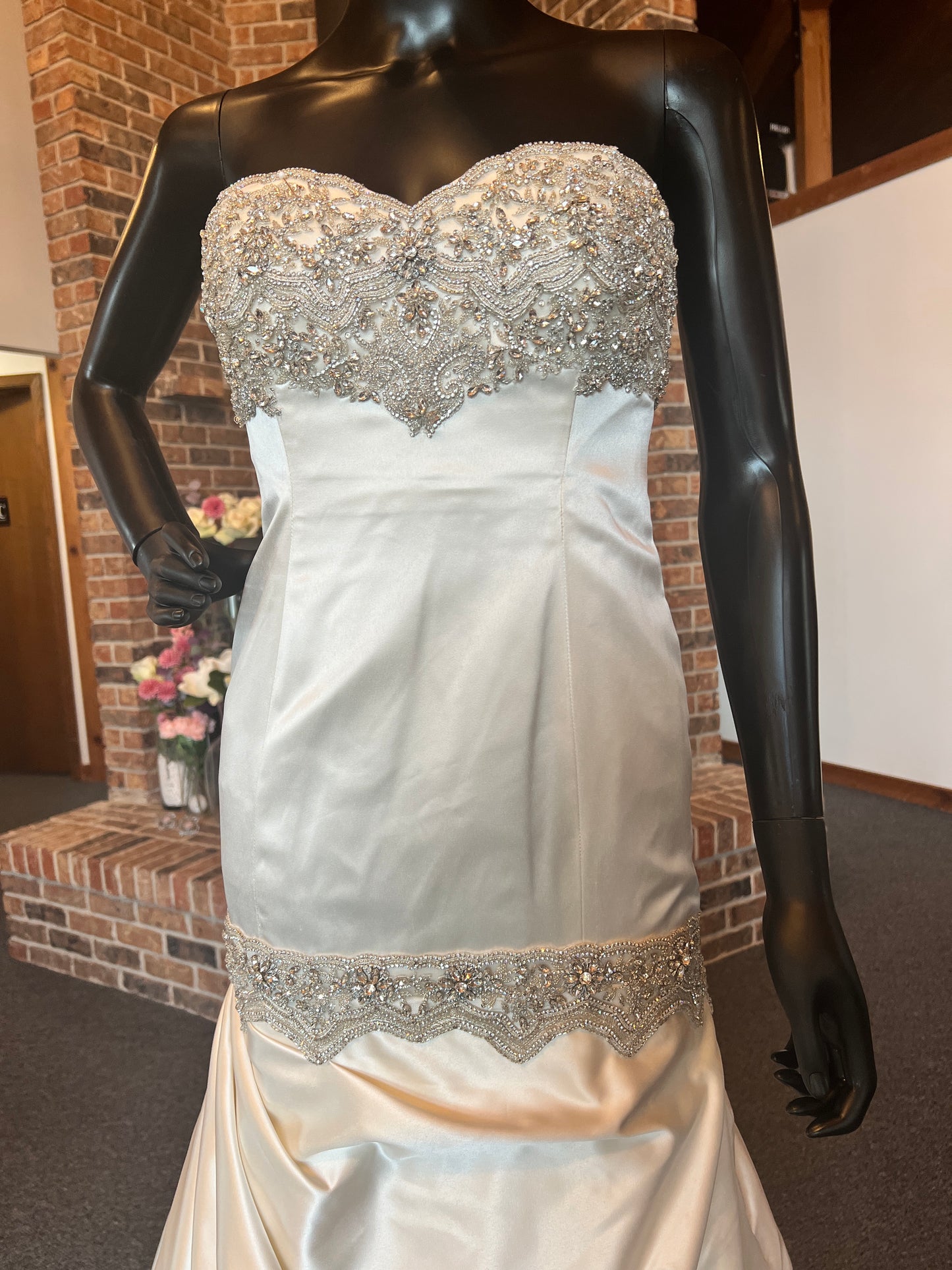 Victor Harper Couture Ivory Satin Mermaid Wedding Gown