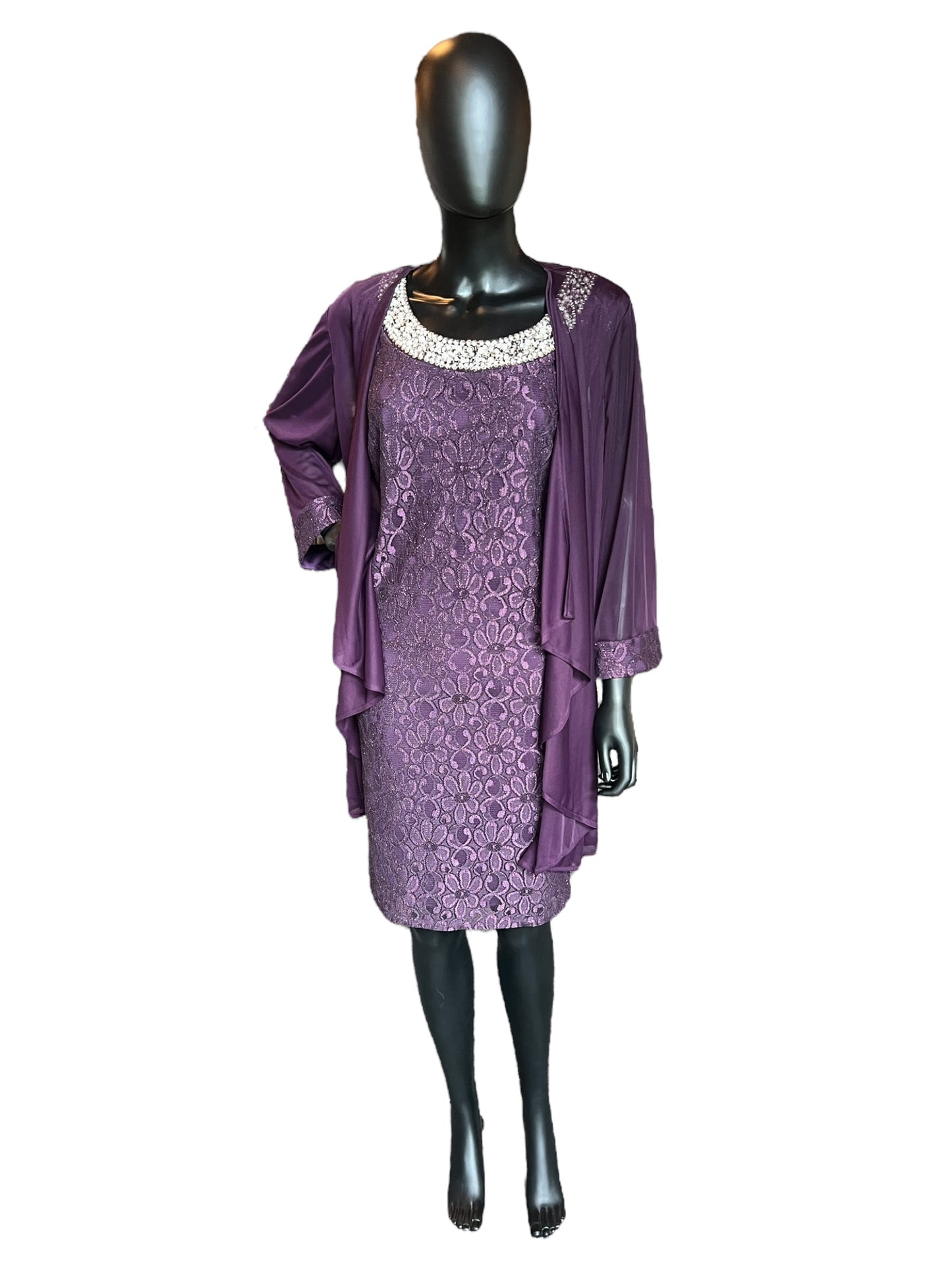 Plum Mid-Length Lace Formal Dress W/Jacket