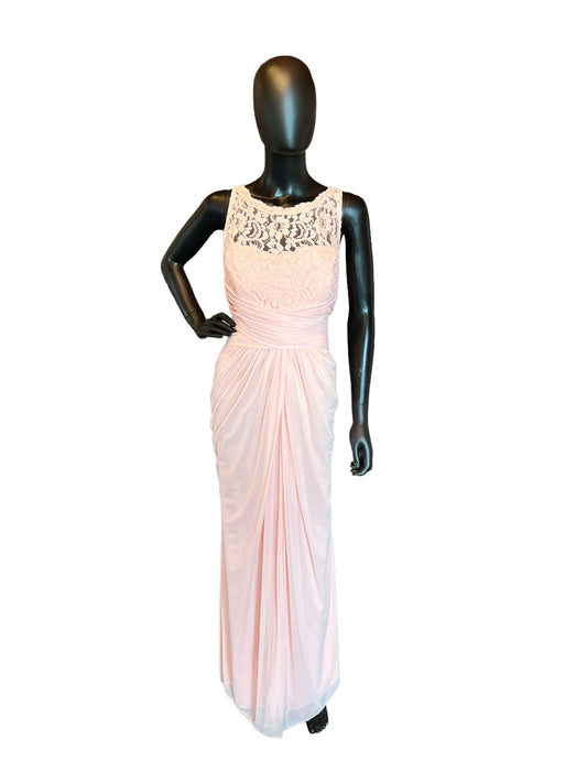 Peach Lace Illusion Neck Dress