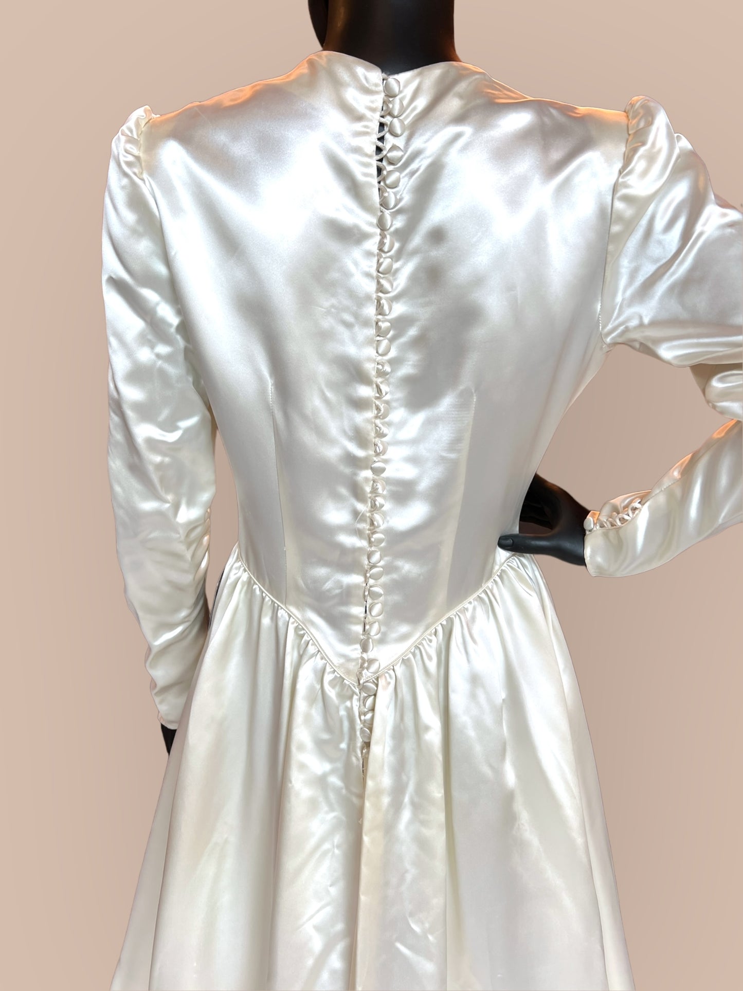 Vintage 40s Liquid Satin long sleeve wedding dress