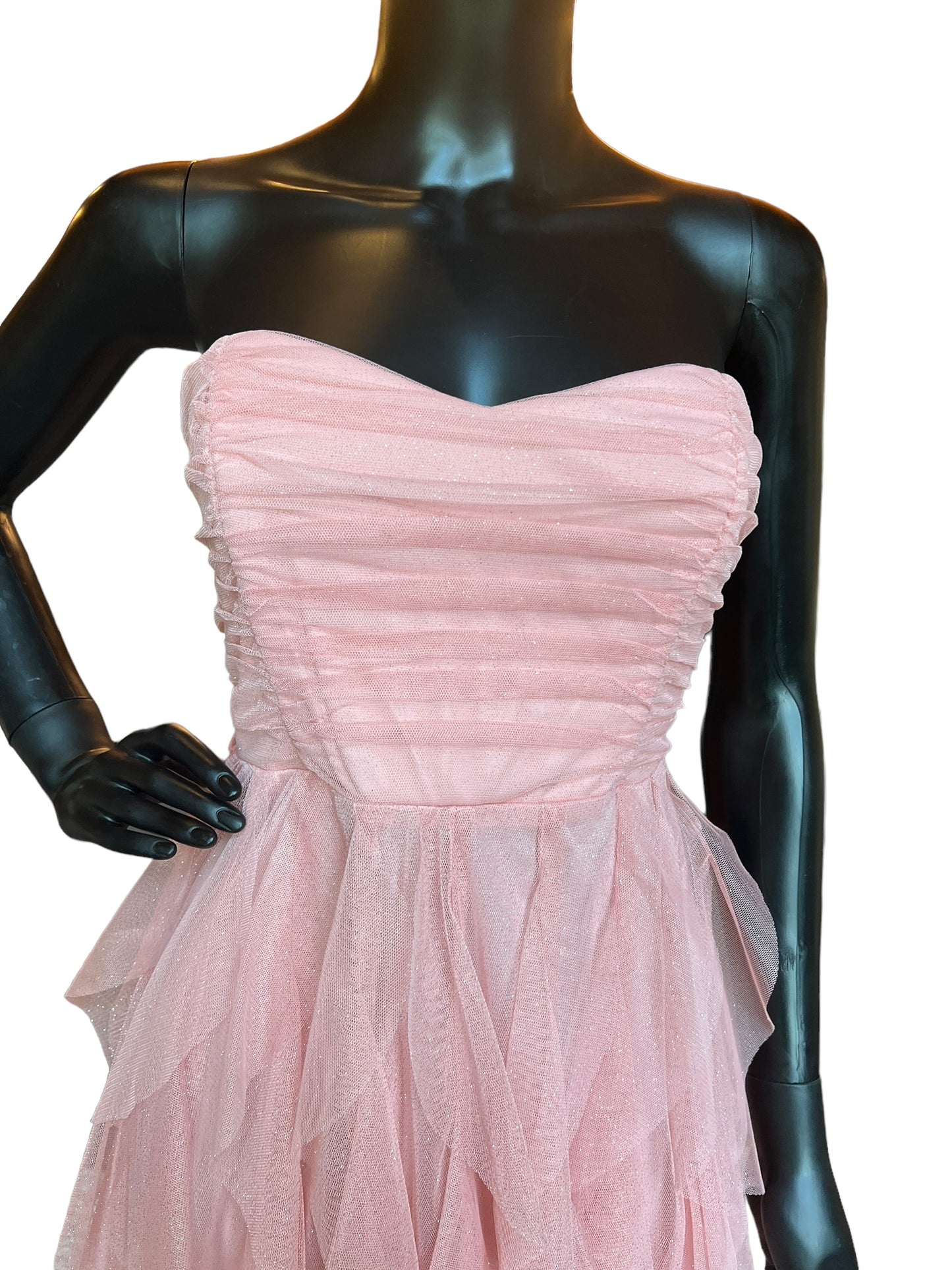 Peach Hi-low Glitter Short Dress