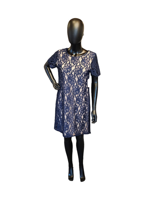 Blue Lace Shift Dress