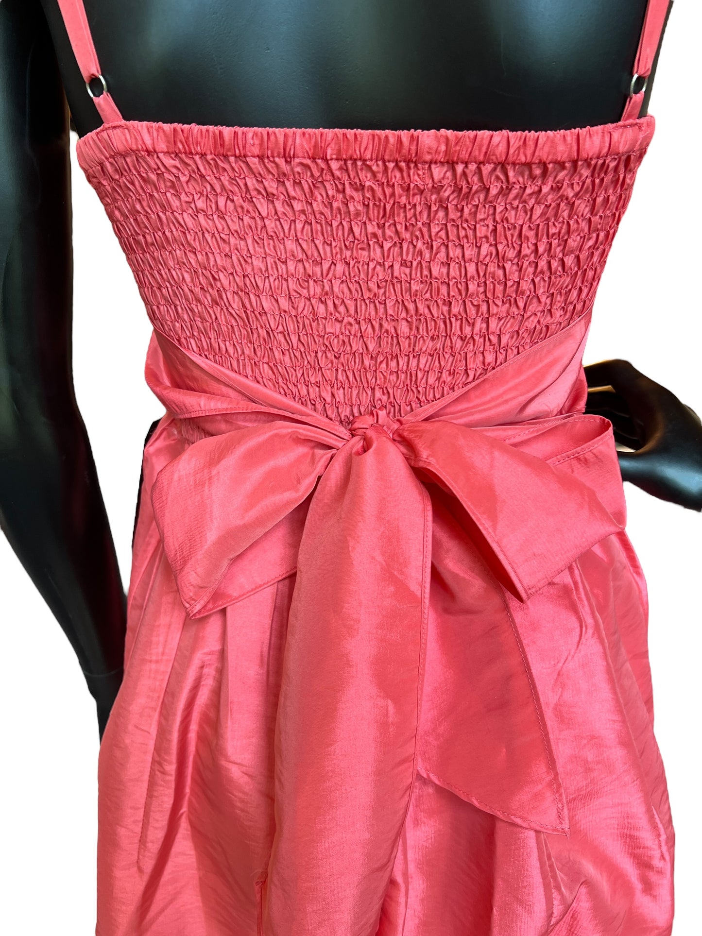 Peach Tafetta Strapless Short Dress