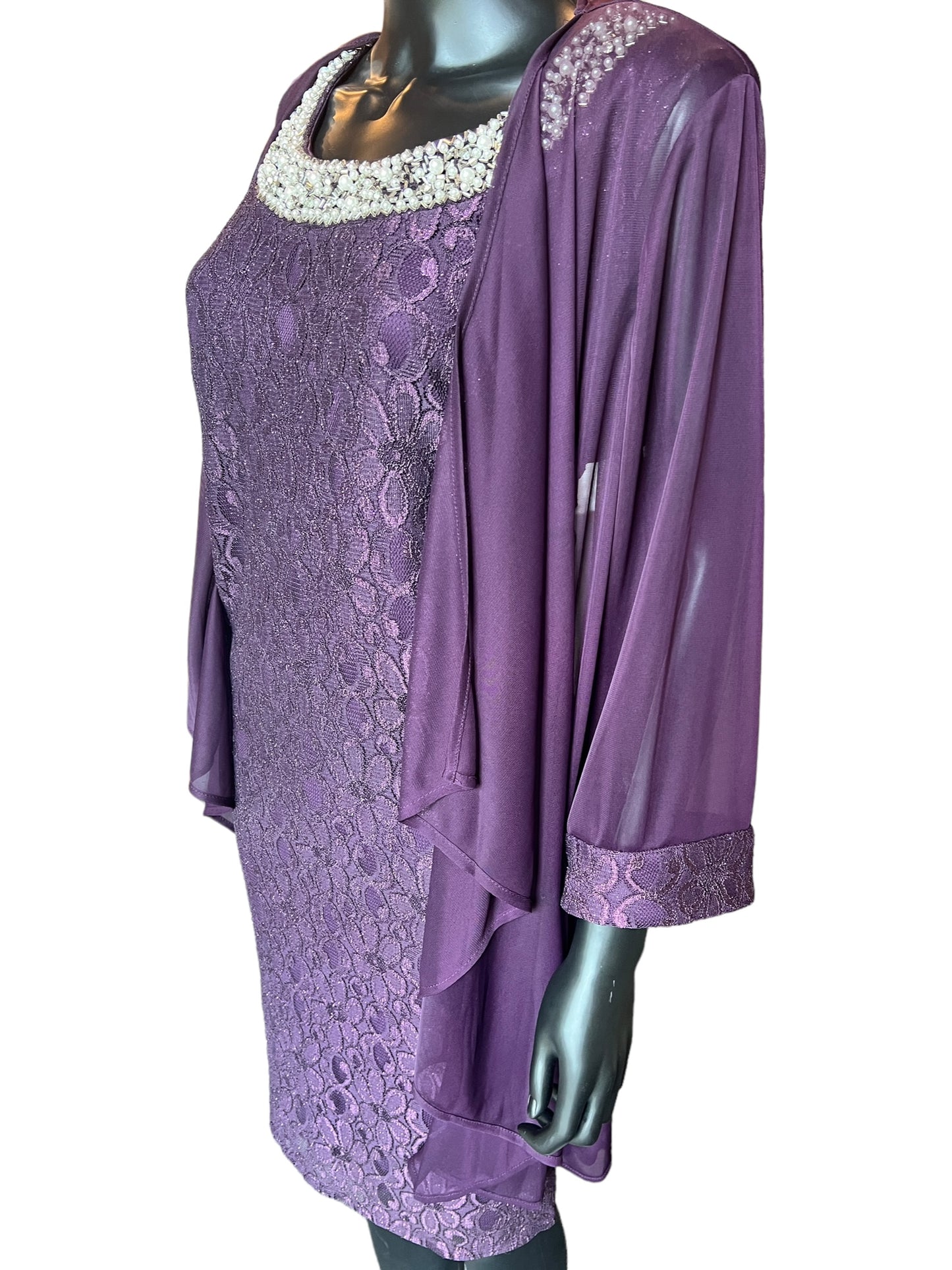 Plum Mid-Length Lace Formal Dress W/Jacket