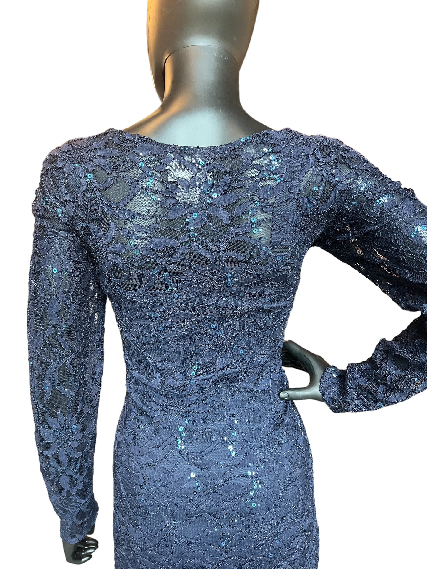 Navy Lace Cocktail Dress Long Sleeve