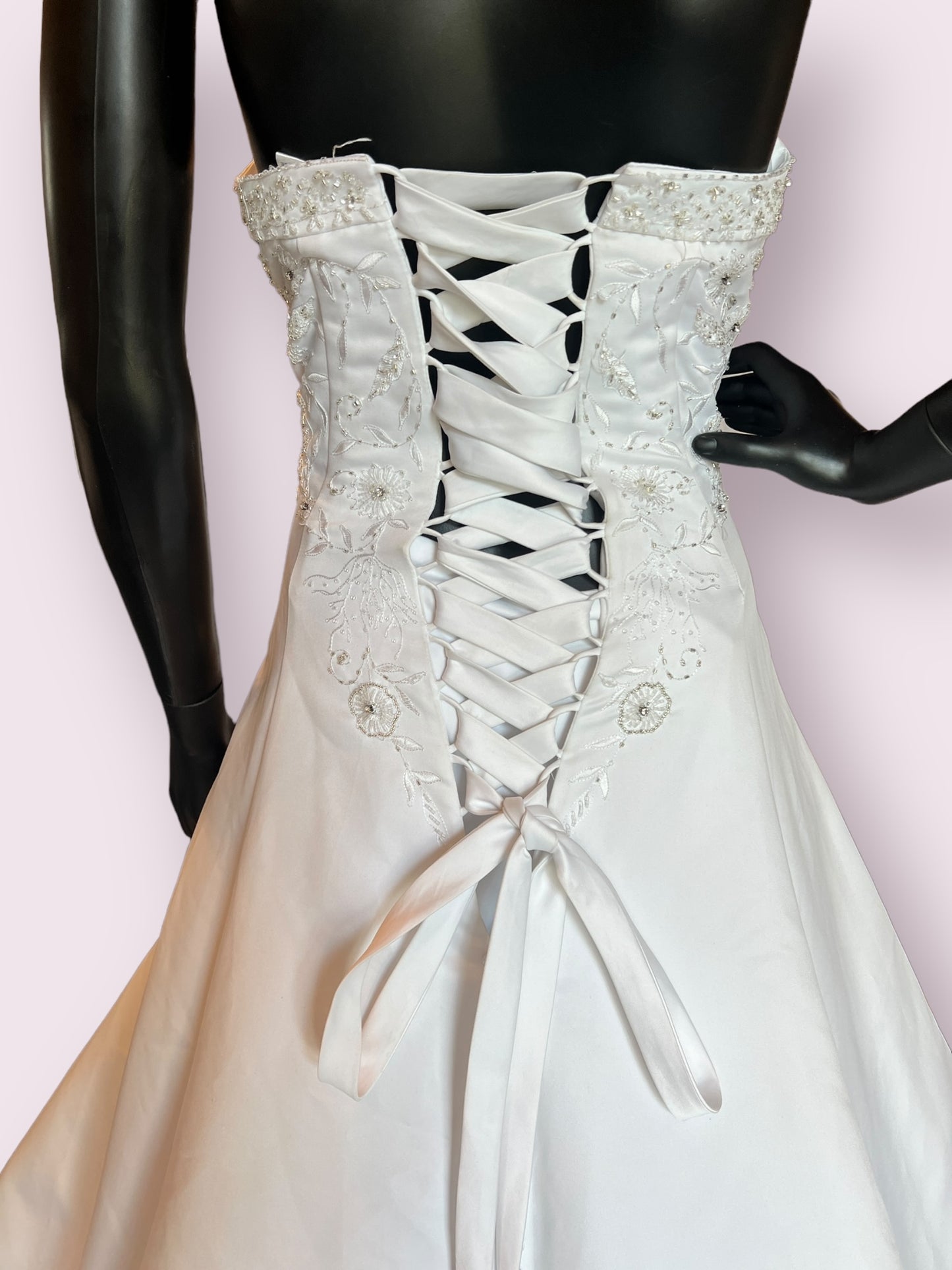 White Beaded Halter Side Detail Wedding Gown