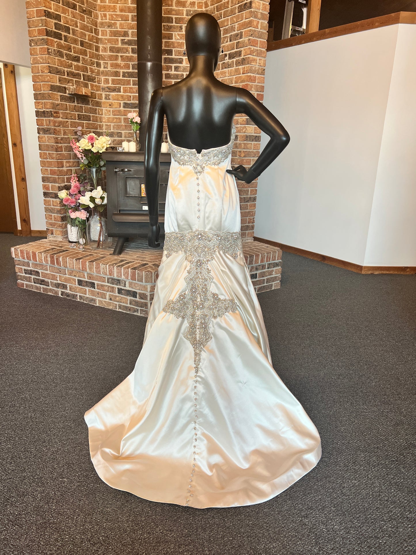 Victor Harper Couture Ivory Satin Mermaid Wedding Gown