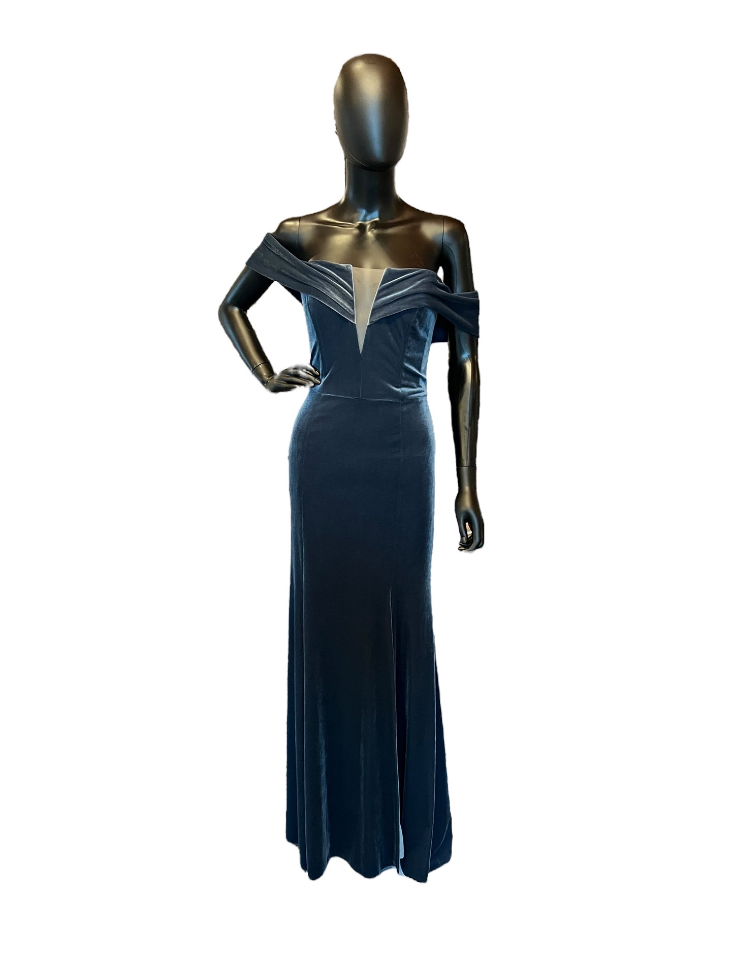 Blue Velvet Drop Sleeve Formal Gown - Watters