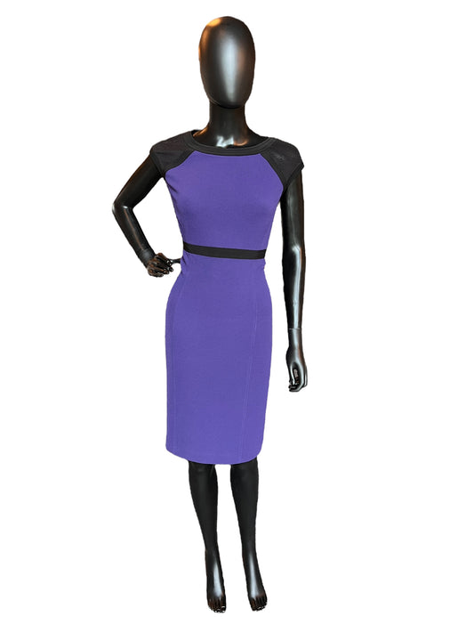 Black/Purple Sheath Knee Length Dress