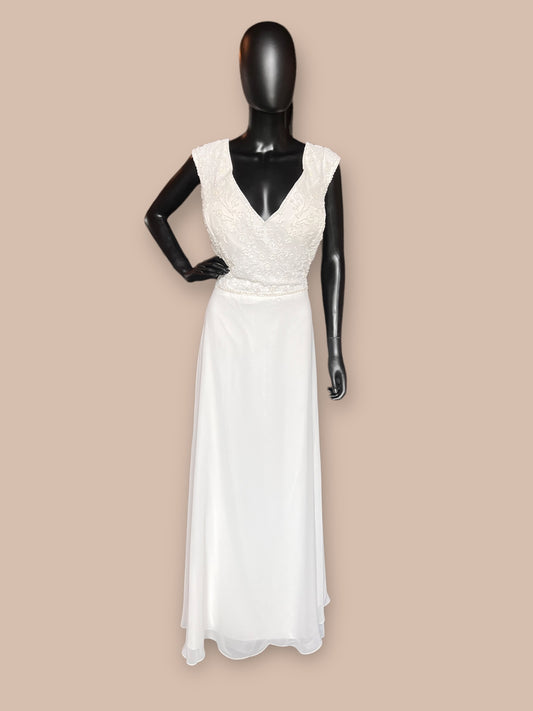 Adrianna Papell Chiffon Wedding Gown Beaded Empire