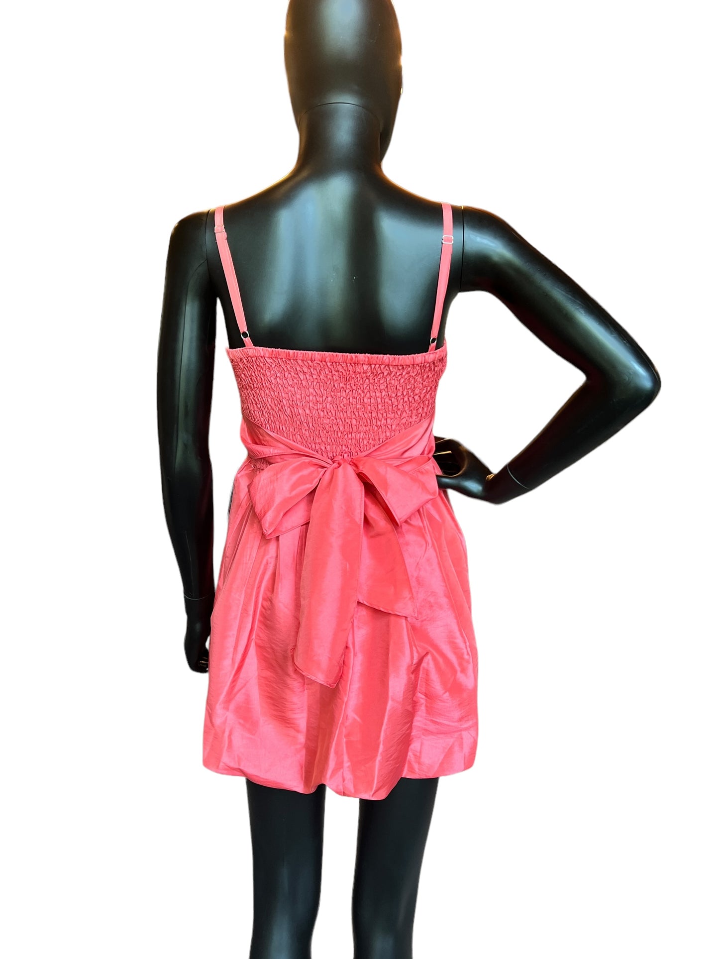 Peach Tafetta Strapless Short Dress