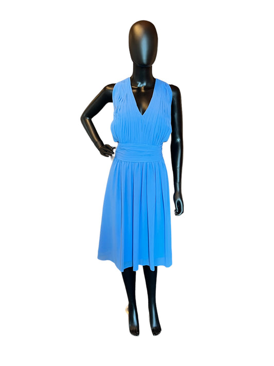 Bill Levkoff Blue Chiffon Knee-Length Formal Dress