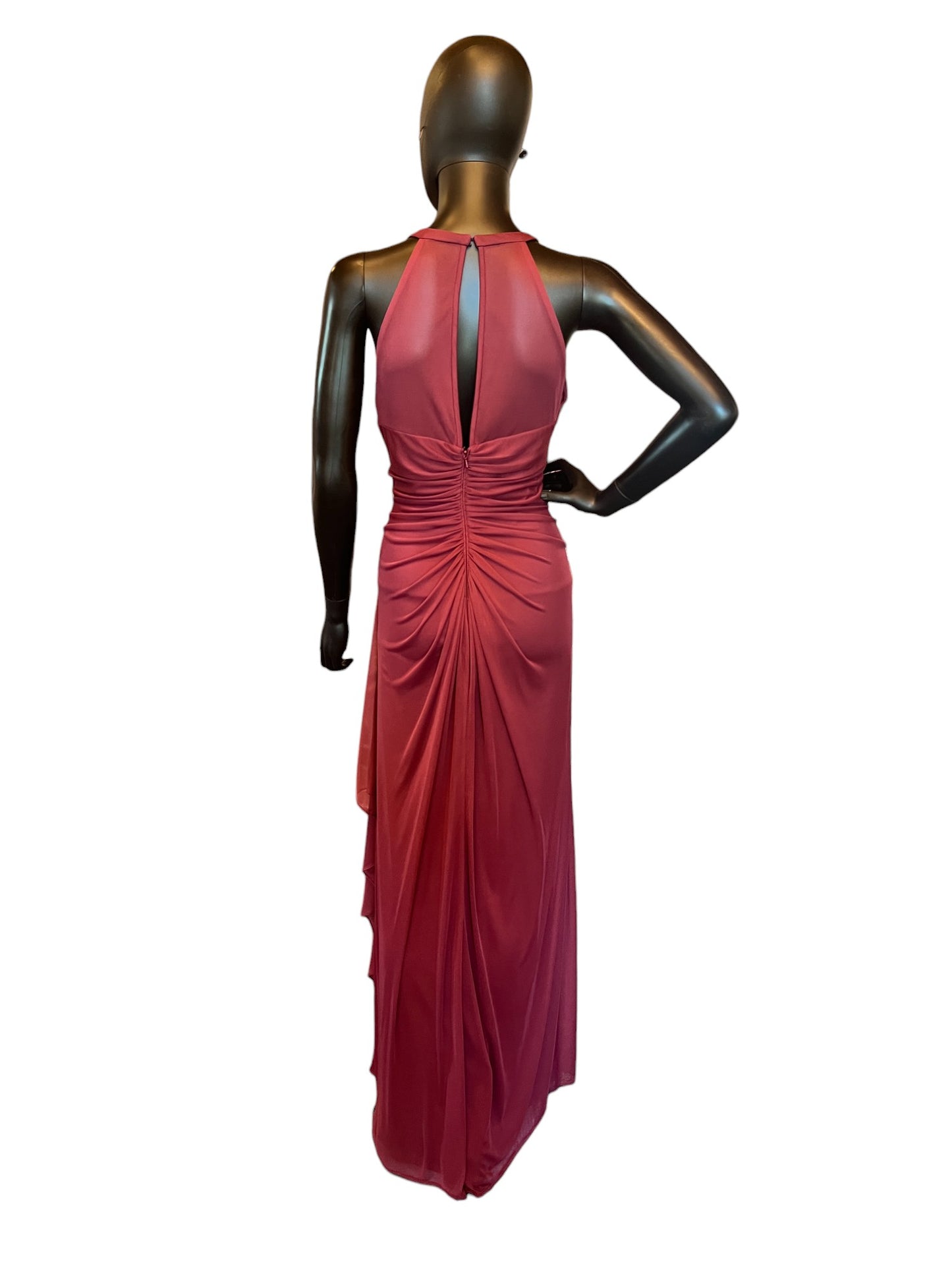 Maroon Halter Long Formal Dress