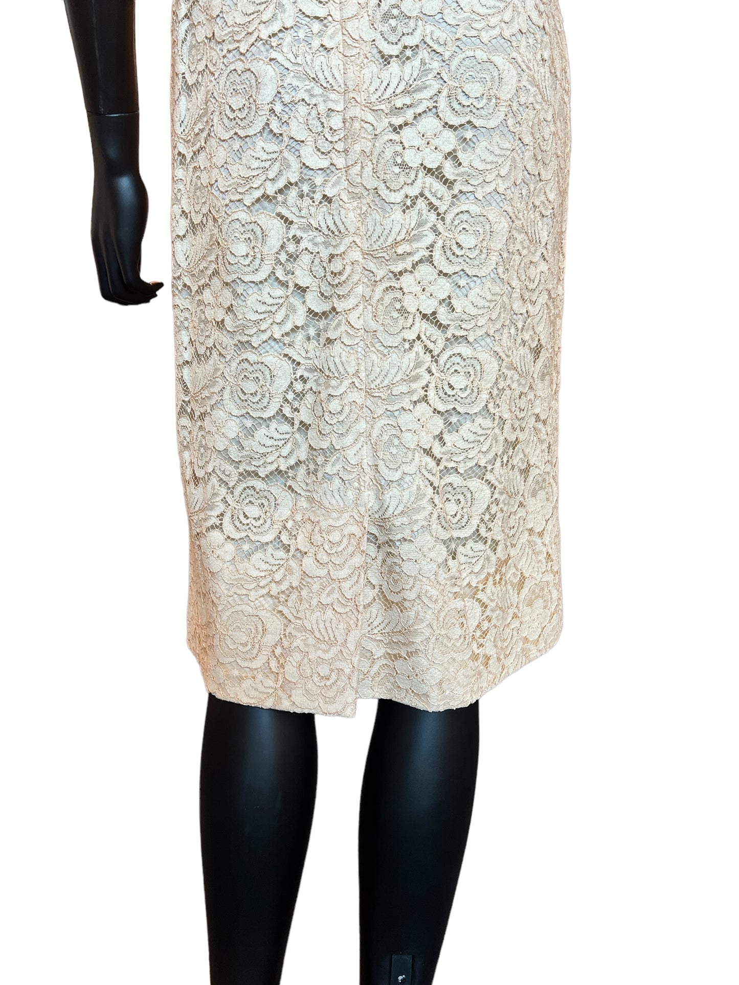 Vintage 60s Cream Lace Sheath / Party Dress / Cocktail Dress