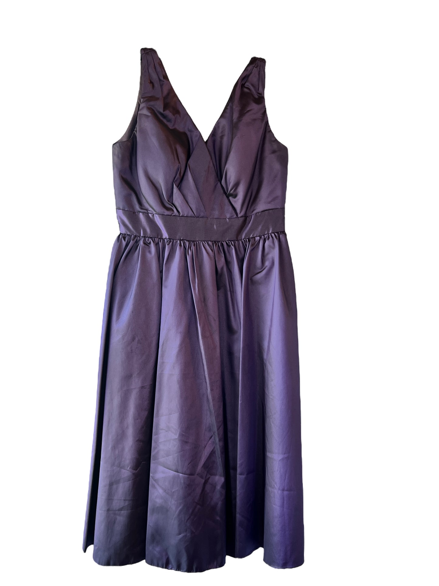 Purple Taffeta V-Neck Gown with Shawl