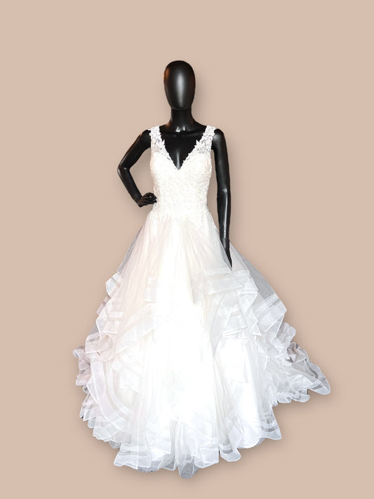 Ivory Ruffle Ball Gown - Omelie OM1834 - Wedding Gown