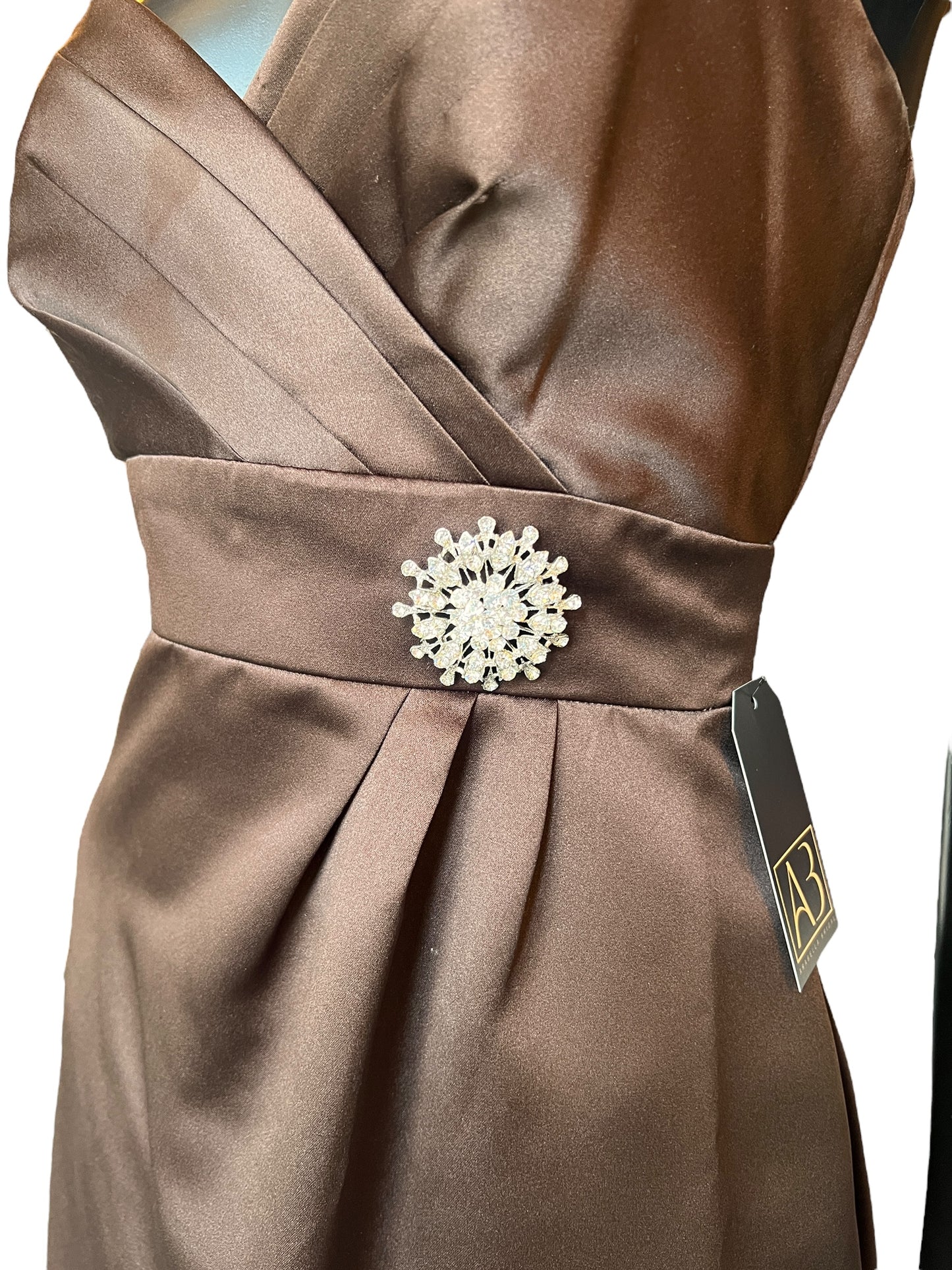 Brown Satin Sweetheart Full Length Formal Gown